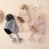 Haaraccessoires Winter Baby Meisjes Fluwelen oorbeschermers Wollen vlechthoed Gebreide Ppompom voor baby's