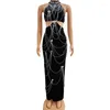 Scene Wear Sexy Cutout Party Celebrate Dresses Women Rhinestones Chain Evening Dress Catwalk Costume Wedding Festival Outfit XS7240