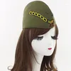 Berets Sailor Hat Square Dance Performance Canvas Boat Army Fans Stewardess Military Cap Autumn Winter Five Star Chain Beret VL