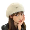 Berets Frauen Winter Baskenmütze Weiche Plüsch Dicke Wärme Retention Gestrickte Hut Japanses Stil Maler Elastische Dekorative Dame Cap Beanie