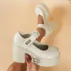 Sapatos bege vestido 176 bombas de plataforma de moda para mulheres super saltos altos fivela strap mary jane woman gótico gótico salto de salto grosso das mulheres 5