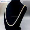 Tianyu gem luxo masculino ouro sólido hiphop jóias 4.5mm corte redondo moissanite diamante corrente tênis colar