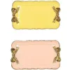 2 datorer europeiska retro bow förvaringsbricka hartsdekoration smycken fruktfack kosmetik lagringslåda-gul rosa219a