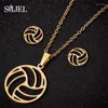 Pendant Necklaces Stainless Steel For Women Fashion Volleyball Geometric Crescent Crown Star Necklace Choker Jewelry Girls Gifts