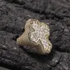 Popular Cross Yellow Gold Plated Iced Out Baguette Moissanite Sterling Sier Ring For Hip Hop Man