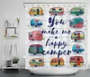 Shower Curtains RV Curtain Colorful Camper Happy Camping Travel Rustic Planks Waterproof Fabric Bathroom Decor Set With Hook5701255