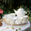 Tazze Piattini Bone China Set da caffè Europa Porcellana Tè Semplice Pentola in ceramica Cremiera Zuccheriera Teatime Teiera Tazza Tazza Caffè