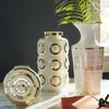 Vasos vaso de cerâmica dourado moderno flor seca arranjo criativo recipiente casa sala de estar decoração ornamentos