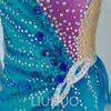 LIUHUO Personalizza i colori Body per ginnastica ritmica Ragazze Donne Competizione Artistica Ginnastica Performance Wear Cristalli Blu BD1818