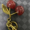 Keychains Lanyards Crystal Cherry Styles Red Color Girls Fashion Accessories Fruit Handbag Decoration 240303