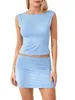 Work Dresses Women S Y2K 2 Piece Outfits Summer Sleeveless Cropped Tank Tops And Mini Bodycon Skirt Set 2024 Trendy Wear