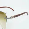 Factory direct sales of new high-end designer double row diamond inlaid sunglasses 3524018 with cut lenses and tiger wood arm glasses size 18-135mm