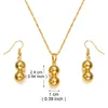 Halskette Ohrringe Set Anniyo Ball Schmuck für Frauen Mädchen Goldfarbe Hawaiianisch Afrikanische Hochzeit Geburtstag Party Geschenk #195516