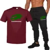 Ensemble T-shirt et pantalon d'été pour hommes, marque décontractée, fitness, jogging, T-shirt, pantalon, mode Hip hop, survêtement