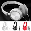Headphone/Headset 3.5mm Wired Headphones Over Ear Headsets Bass Stereo Earphone With Microphone White Black Red