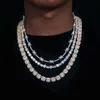 Hip Hop Jewelry Mens Pink Style 11mm Gold Plated Sterling Silver Cushion Cut Vvs Moissanite Diamond Tennis Chain Necklace