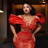 African Nigeria Aso Ebi Ebi Plus Size Sukienki balowe sukienki wieczorowe na specjalne okazje syrena iluzja koronkowe perły koraliki formalne suknie na czarne kobiety urodziny AM454