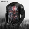 Horror Skulls Stampa 3D Uomo Street Style Magliette Primavera Autunno Manica lunga Scheletro Modello Uomo Casual T-shirt 6XL Grandi dimensioni Top 240226