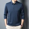 Shionfa herrar våffla långärmad solid t-shirt elasticitet fritid höstkläder comfy vänd ned krage casual polo skjortor 4xl 240226