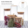 Förvaringsflaskor 2 st förseglade burkglas bambu täcker matbehållare potten container trä burkar