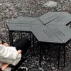 Table hexagonale de Camping en plein air, mobilier de Camping, conception combinée avec pieds détachables en alliage d'aluminium pour Barbecue et randonnée