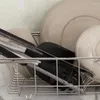 Garrafas de armazenamento Prateleira de secagem de prato expansível sobre a pia da cozinha Escorredor de aço inoxidável dentro ou no balcão