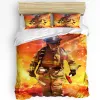 sets Firefighter Tool Flame Duvet Cover Bed Bedding Set For Double Home Textile Quilt Cover Pillowcases Bedroom Bedding Set No Sheet