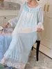 Damen Nachtwäsche Fee Lolita Spitze Rüschen Prinzessin Pyjama Nachtskleid Frühling Herbst Modal Long Sleeve plus Mesh viktorianische Nachthemd
