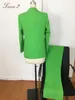 Bright Green Women Suit 2 Piece Jacket Blazer Pants For Beautiful And Vibrant Casual 240226