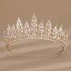 Crystal Wedding Tiara for Women Gold Crown Royal Queen Headband Metal Princess Bride Princess Birthday Prom Pageant