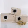 Klatki 1PC Solid Wooden Nest Box Gniazdowanie 4 rozmiary Pratical dla małych ptaków Budgies Zięby