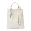 Abendtaschen aus Segeltuch, 1 Stück, minimalistischer Buchstabe, schwarz und weiß, modisch, groß, Einkaufsstoff, wiederverwendbar, Damen-Schultertasche