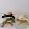 Korea Baby Straw Hat 2023 Kids Sun Hats Protection Caps Dzieci Panama Outdoor Travel Beach 240229