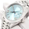 Newest 228206 40mm Ice Blue Roman Platinum Watch Box Papers Watch Movement 904l Automatic Mens Bracelet waterproof Men's Watches