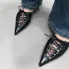 Women Pumps Fashion Elegant Female Shoes Thin High Heels In Black Ladies Sandals Slides Cross-Tied Footwear Slippers 240219