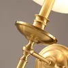 Lampada da parete Paese americano Rame Semplice Camera da letto Comodino Luce Soggiorno Sfondo Paralume in tessuto