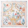 POBING Silk Scarf Women Flowers Print Stoles Square Scarves Wraps Large Bandana Kerchief Hijabs Female Silk Foulards 130CM 240227