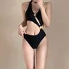 Maillot de bain une pièce noir, Sexy, taille haute, pour vacances d'été, de haute qualité, vêtements pour filles épicées, nouvelle collection 2024