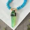 펜던트 목걸이 Misha Ooak 손 잡힌 청록색 청록색 진주 분위기 Aura Crystal State Necklace Bead Bead Beads 보석 액세서리