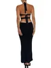 Casual Jurken Dames S Mouwloos Halter Diepe V-hals Lange Jurk Zijtaille Uitsparing Backless Bodycon Maxi