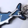Anahtar Halkalar Karikatür Anahtarlık Lüks Tasarımcı Anahtarlık Şerit Anahtarları Orijinal Deri Mavi Köpekbalığı Mektubu Erkek Kadın Süsleri 240303