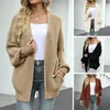 Damesgebreide damestruijas Casual losse pasvorm Stijlvol Herfst Winter Vest met lantaarnmouwen Effen kleur Voor streetwear