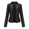 Femmes veste en cuir printemps automne noir PU cuir manteau col montant moteur Biker veste 240228