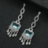 Dangle Earrings Luxury Classics Geometry Rectangle Waterdrop Tassel For Women Wedding Cubic Zircon CZ Bridal Earring E1254