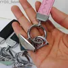 Keychains Lanyards Designer Keychains Keyring Real Leather Ring Accessories With Gift 240303