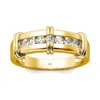 Trendiga gula guldringar och band för kvinnor Luxury Wedding Party Jewelry Pass Diamond Test Delicate Girls Gift Sale 240220
