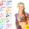 Necklace Earrings Set 5Pcs Carnival Party Hippie Colorful Peace Charm Cosplay With Show Pendant Decoration Accessories Halloween