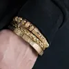 Luxe 3 stks/set Bloem Charme Zwarte Armbanden Roestvrij Stalen Armband Mannen Romeinse Nummer Europa Mode-sieraden Cadeau Voor Man Vrouw 240219