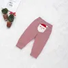 Set di abbigliamento 2024 Natale neonate 3 pezzi Set di vestiti in cotone a maniche lunghe con adesivi pagliaccetti a righe pantaloni cappello completo da bambino