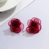 Stud Earrings Elegant Lace Fabric Flower For Women Trendy Charms Wedding Decoration On Ear 2024 Fashion Jewelry Female Lady Gift